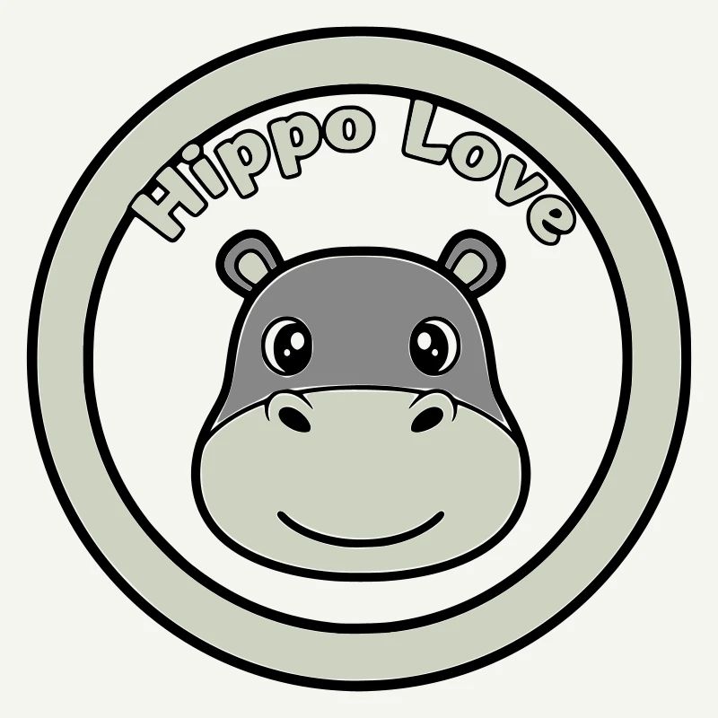 Hippo Love Nilpferd Logo Abzeichen