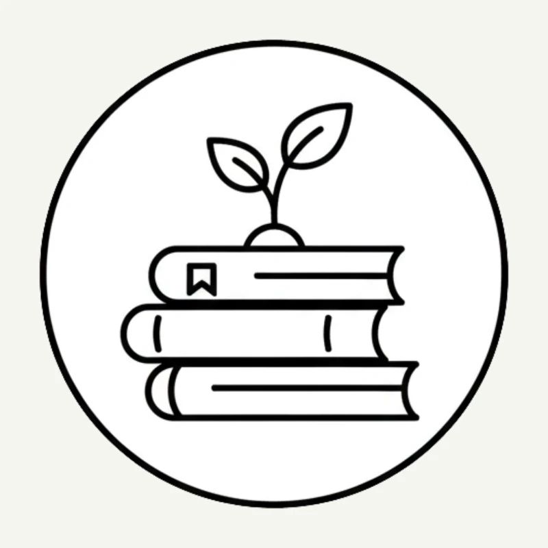 Minimalist Book Stack with Plant Cozy Reading
