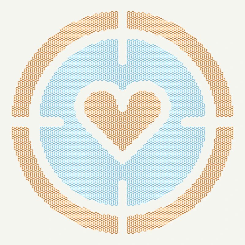 Heart in Target Emblem, honeycomb pattern