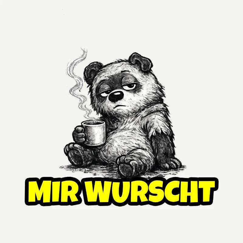 I don't care – Grumpy Bear with Coffee (Sketch)