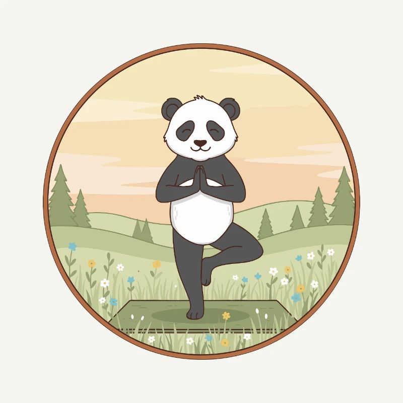 Yoga Panda Bear Doing Tree Pose Art
