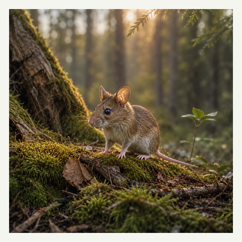 Forest mouse / mouse in evening sun