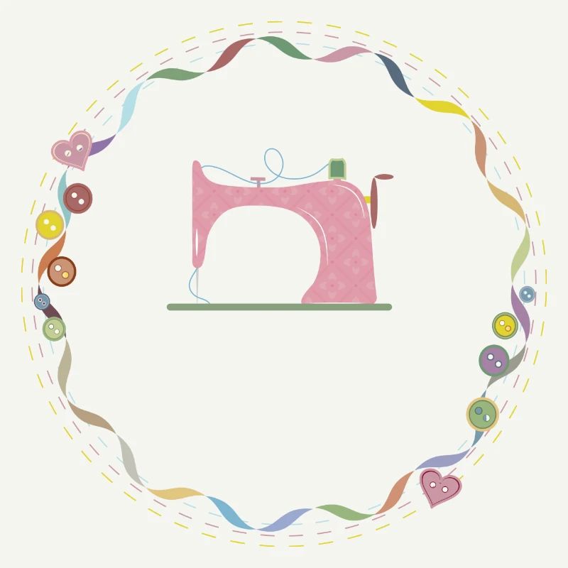 nostalgic colorful sewing machine with buttons