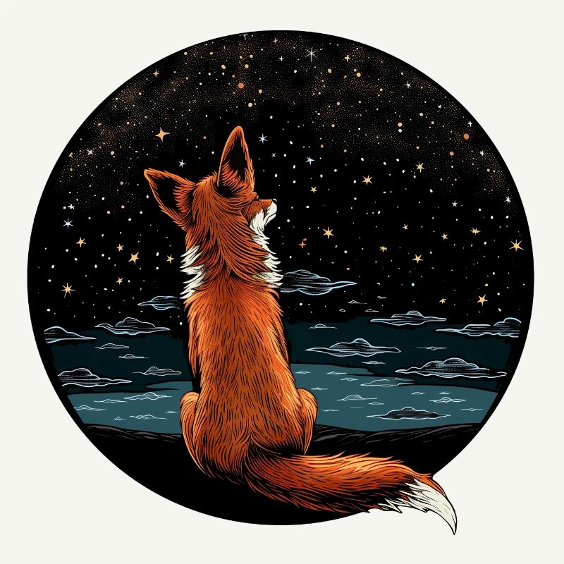 Fox with starry sky