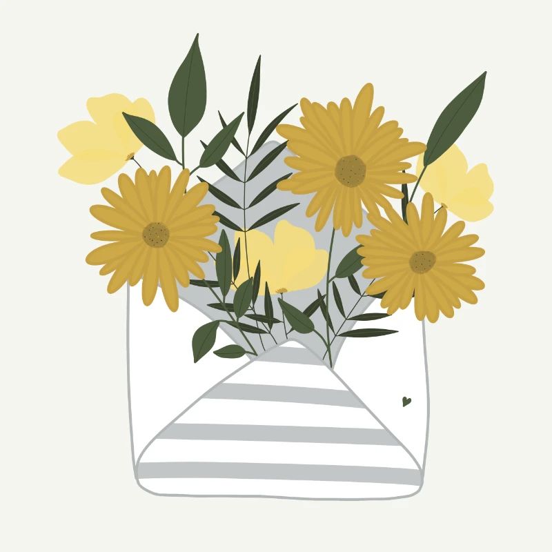A small floral greeting by post in an envelope