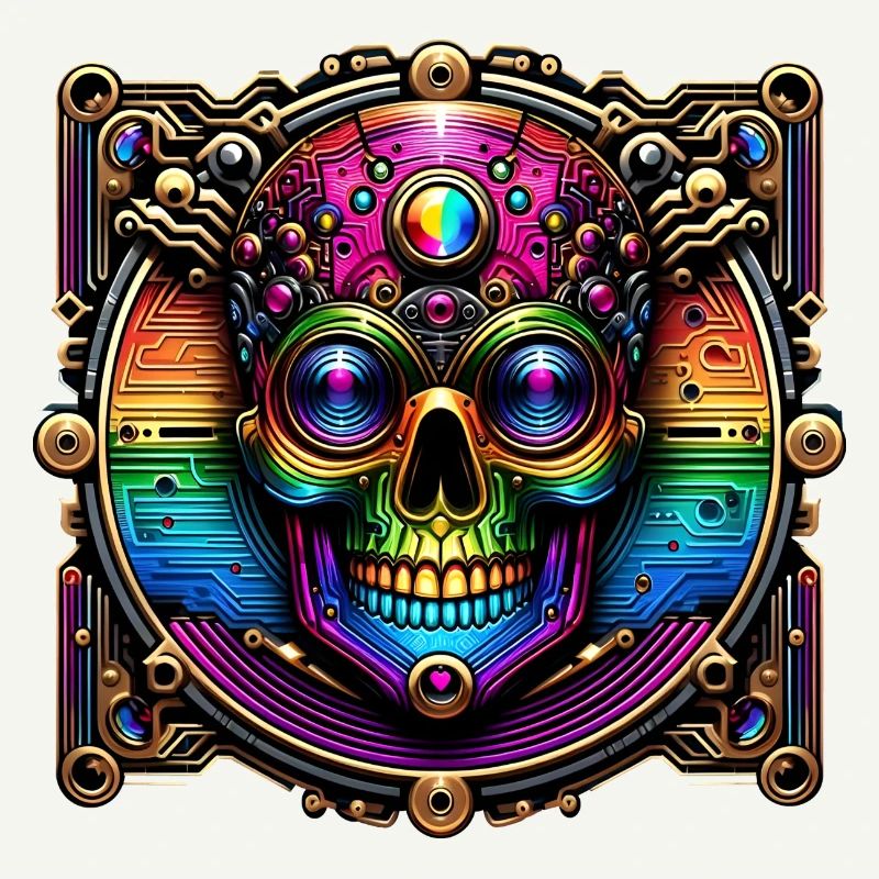Conception de crâne arc-en-ciel cyberpunk