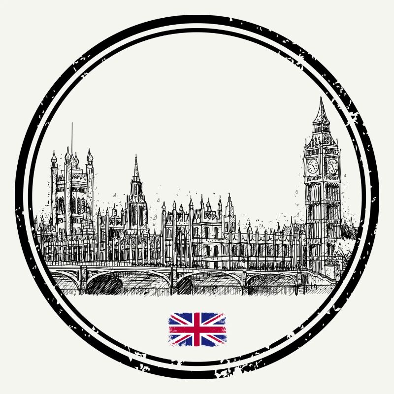 Tiny Union Jack Accent on Black