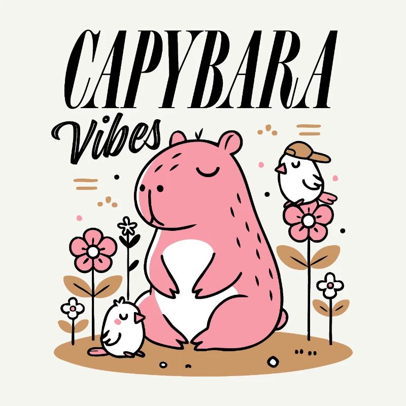 Relaxed capybara with friends