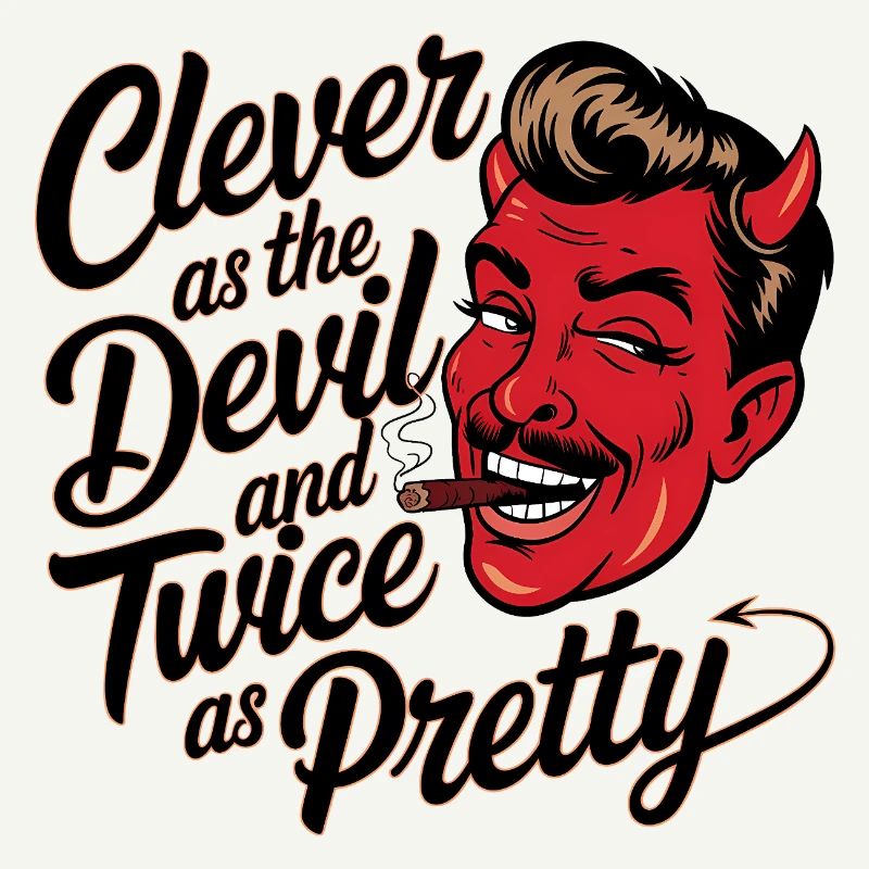 Naughty devil with cigar and charm