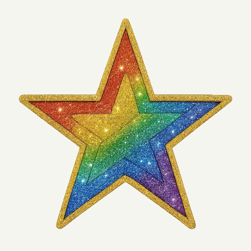 Rainbow Glitter Star Patch Design