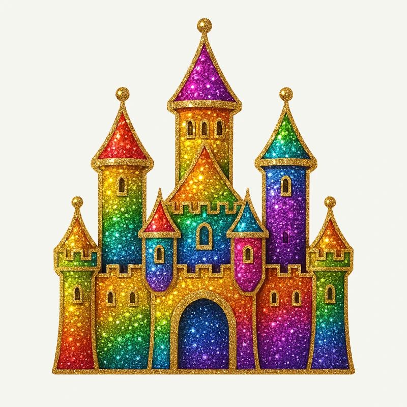 Rainbow Glitter Castle Design