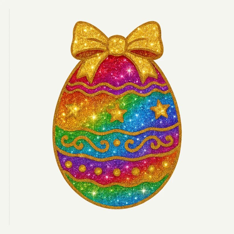 Rainbow Glitter Egg with Bow