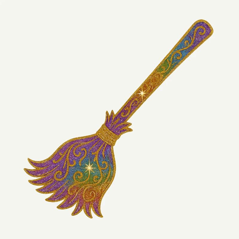Rainbow Glitter Broom Magic