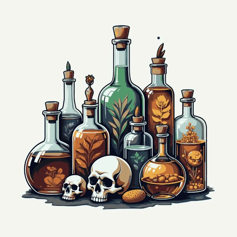 Alchemie Fläschchen Schädel Design