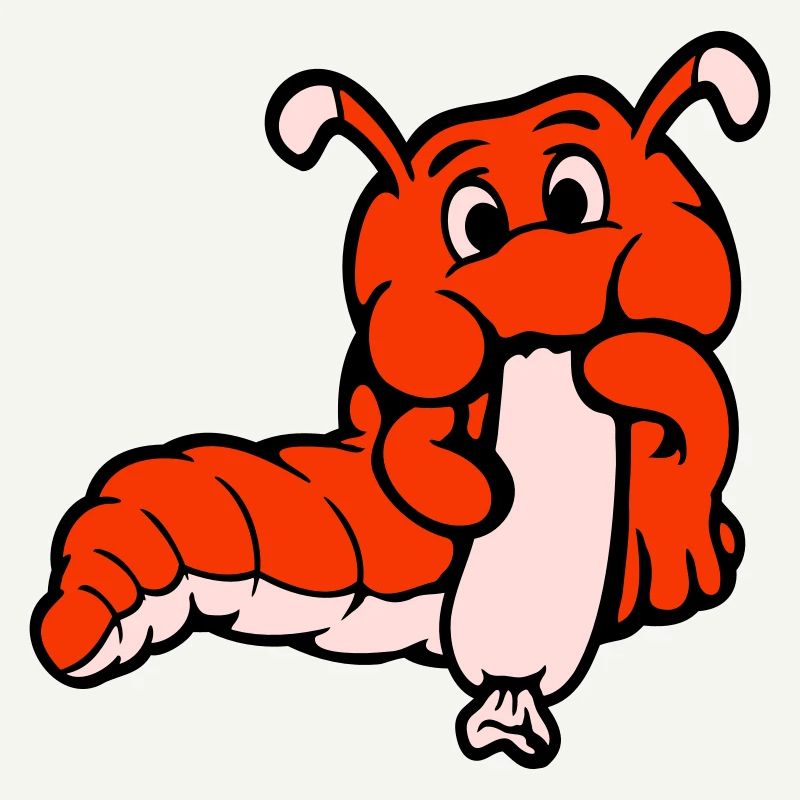 Caterpillar Worm Happy Eats Sausage Sausage Hot Dog