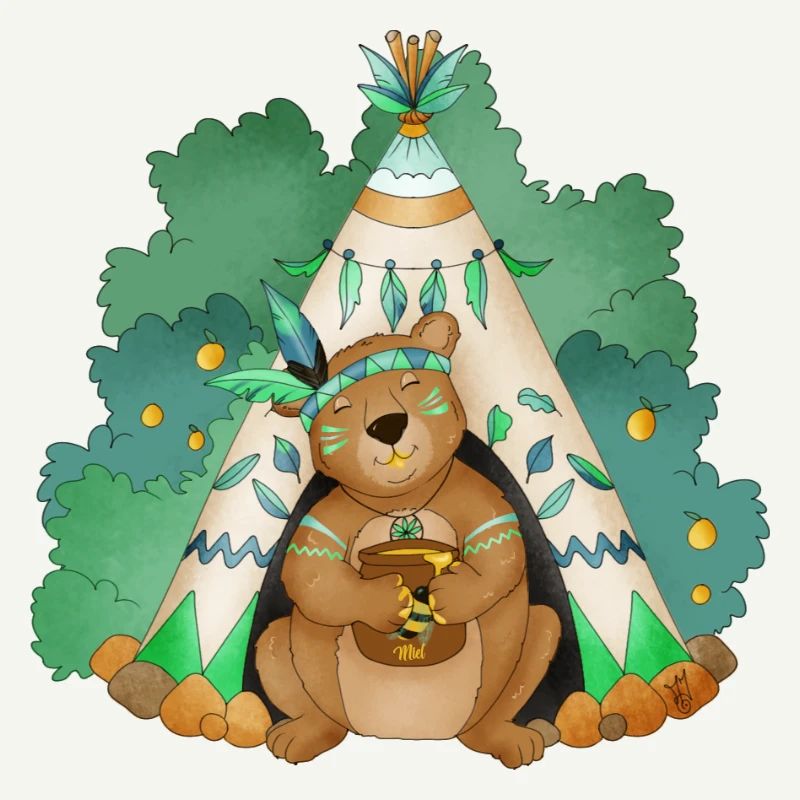 ours devant son tipi