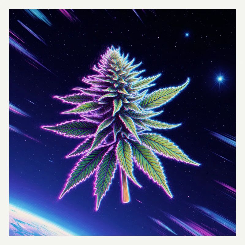 Feuille de cannabis néon spatiale