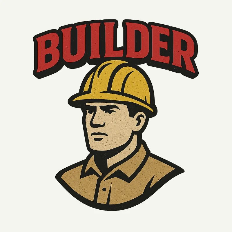 Construction Worker Retro Logo with Helmet