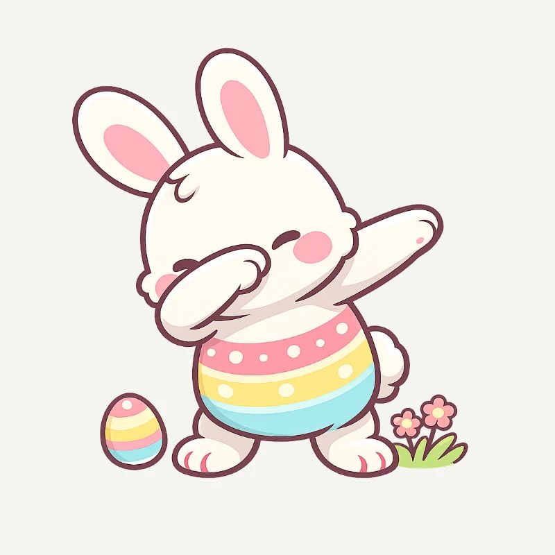 Dabbing Easter Bunny – Cute Kawaii Easter Motif