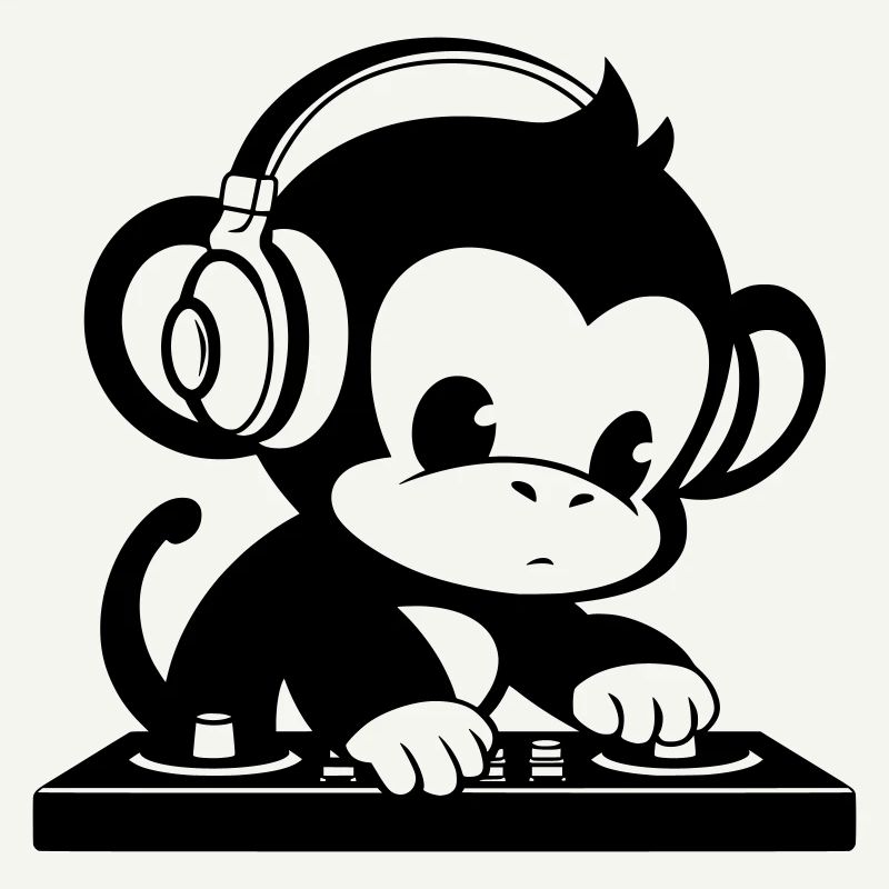 DJ Affe mit Kopfhörern