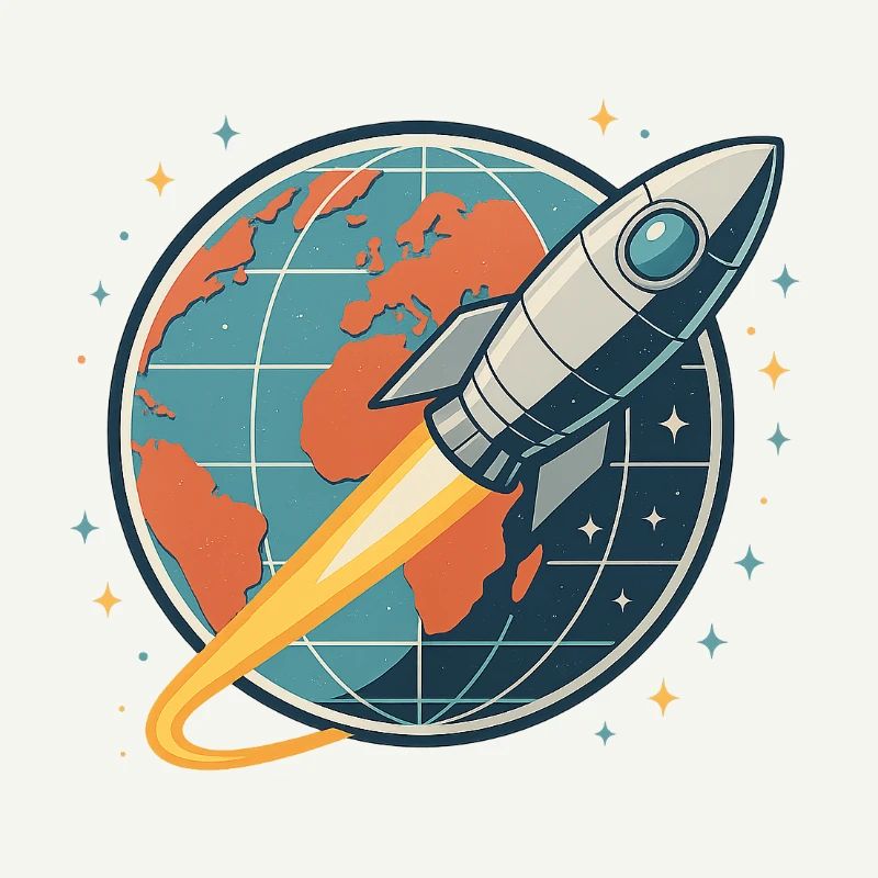 Rocket launch over globe