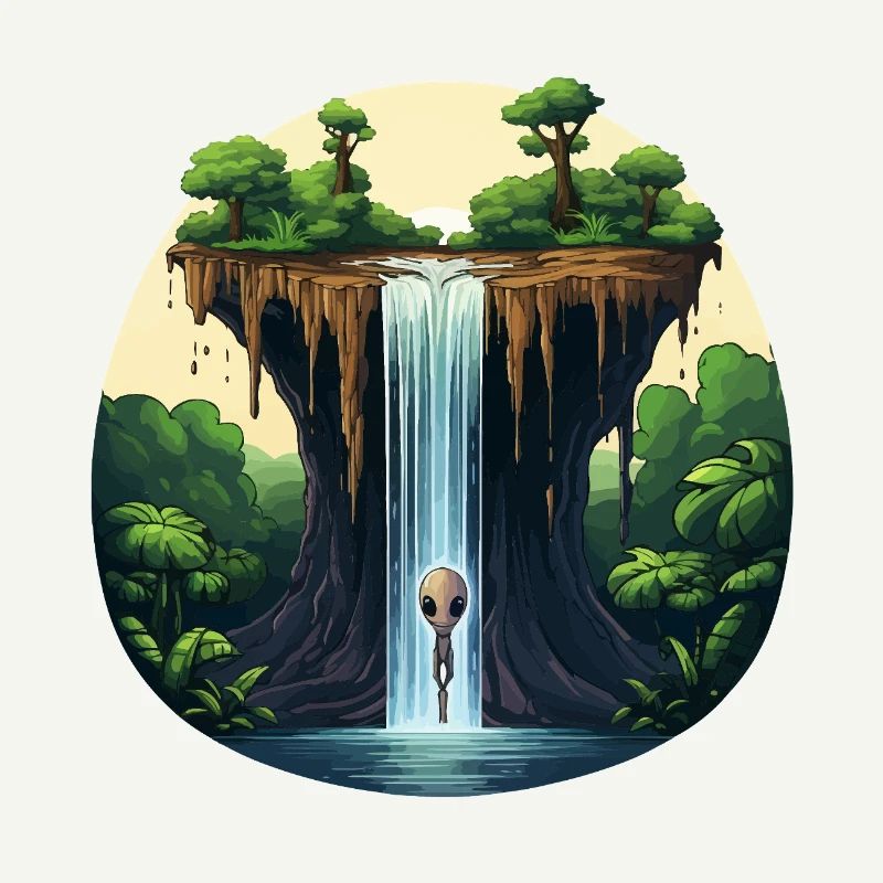 Extraterrestre à la cascade dans la jungle