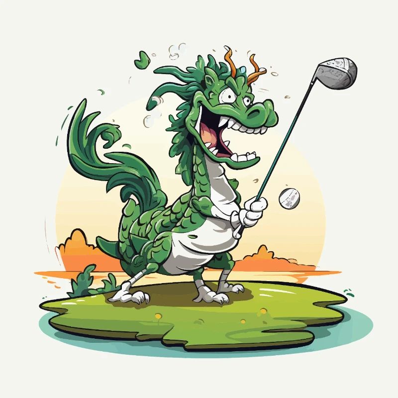 Golfender Drache am Tee