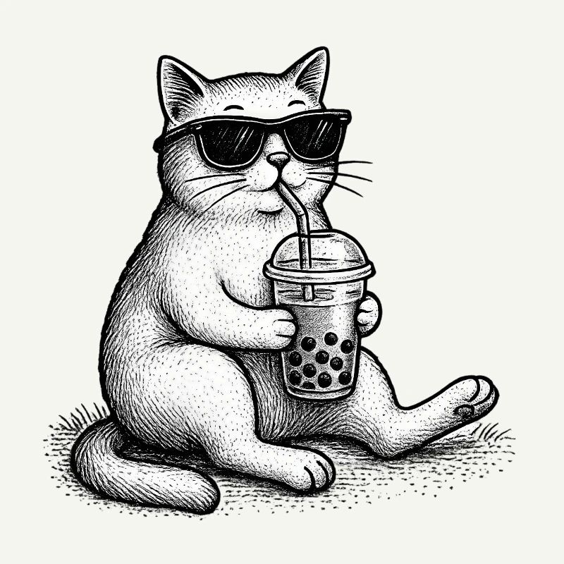 Bubble Tea Katze