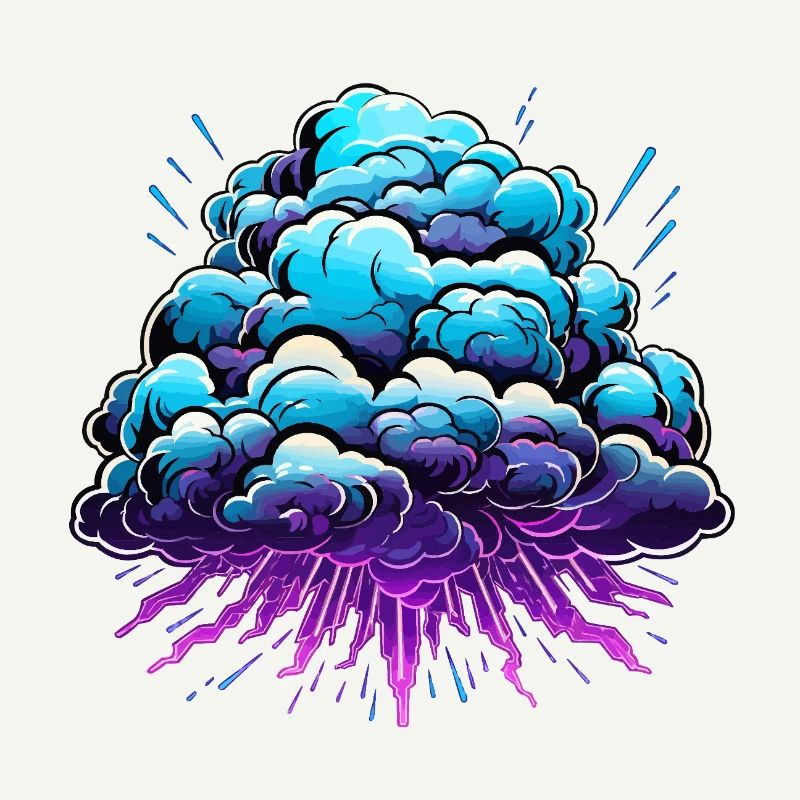Blue Cloud Pop Explosion de néon