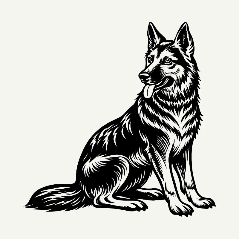 Deutscher Schäferhund sitzt