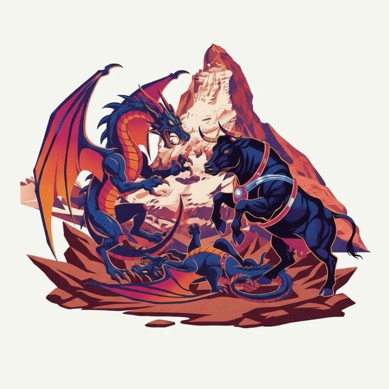 Dragon combat dans le rocher rouge dans l’Ering devant le Cervin