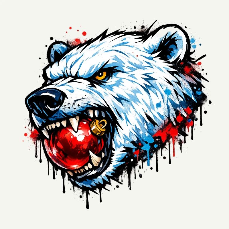 Eisbär mit Weihnachtskugel 