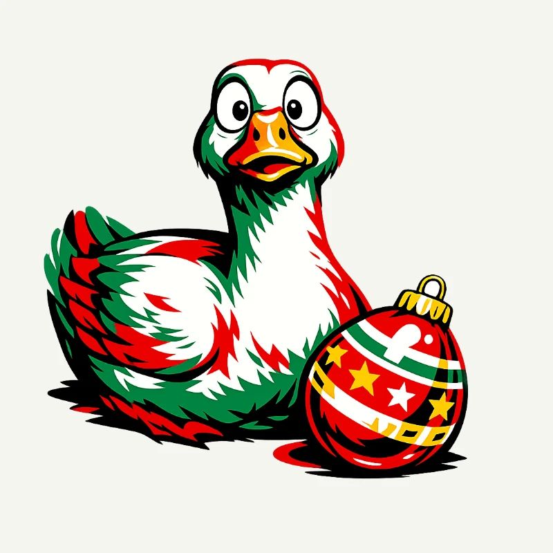 Gans mit Weihnachtskugel - Ei . 2 . KI generiert