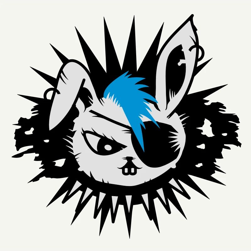 rabbit with an eye patch and a mohawk