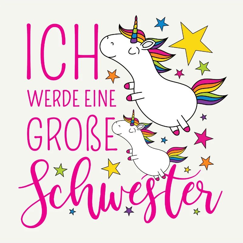Große Schwester Einhorn Einhörner pink Sterne bunt