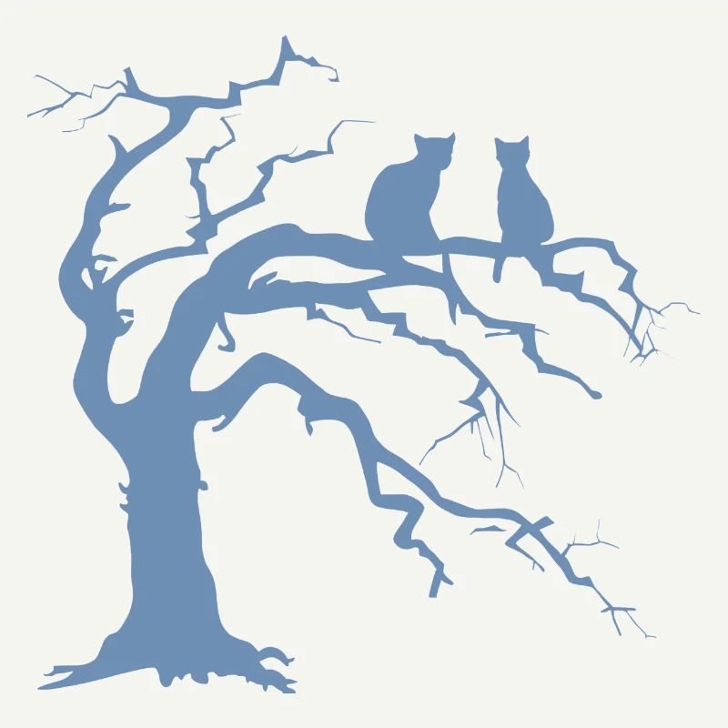 Toter baum mit 2 Katzen Silhouette