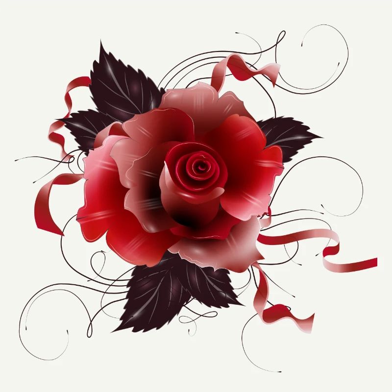 wunderschöne rote Rose mit zarten Bändern