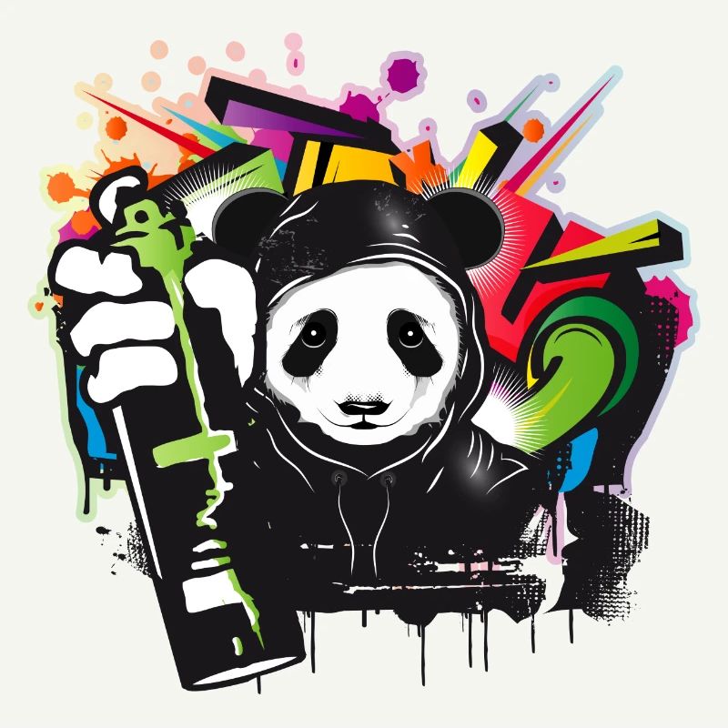 witziger Panda Bär mit Graffiti und Spraydose