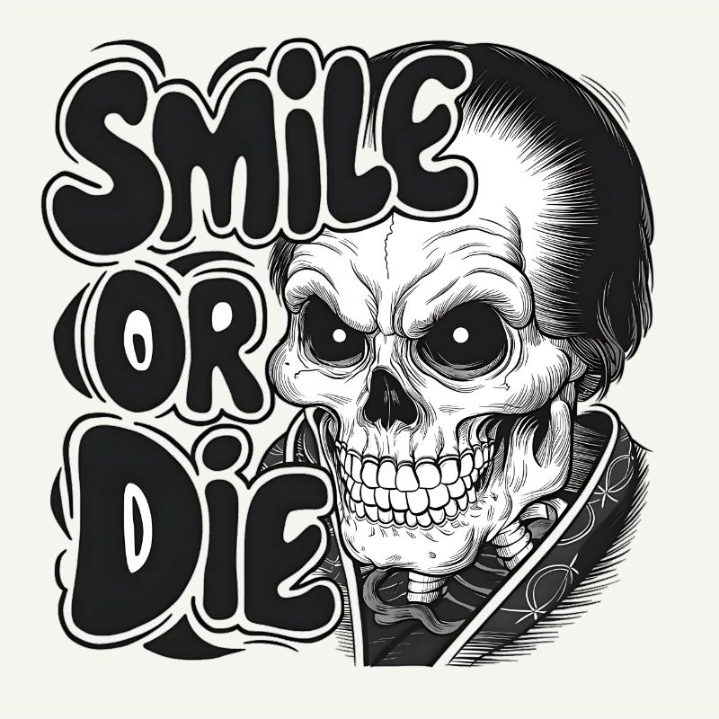 Vampire Skeleton with Text Smile or Die