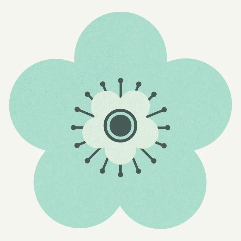 Vert menthe et fleur bleue