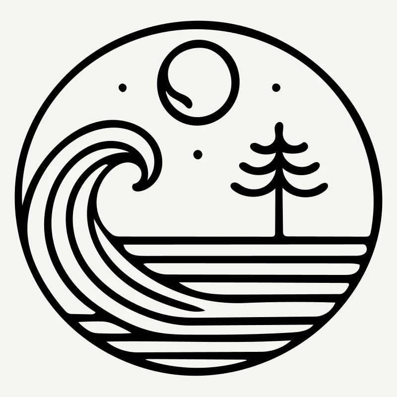Nature in harmony – wave and moon in circulation