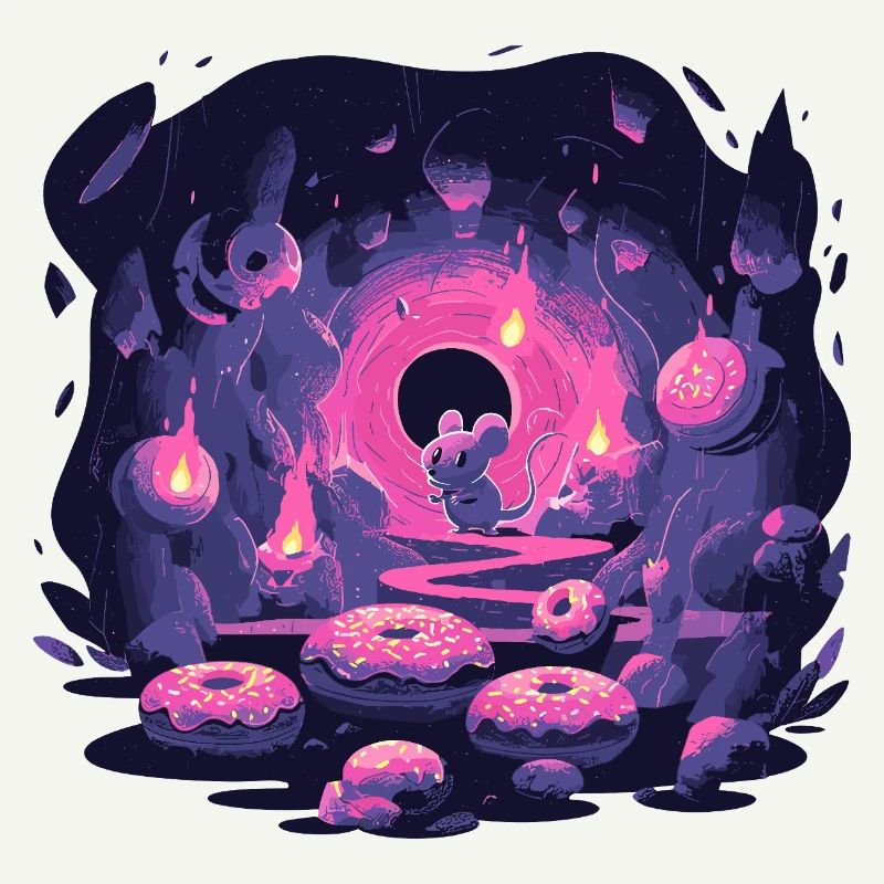 Neon Mäusehöhle mit Donuts