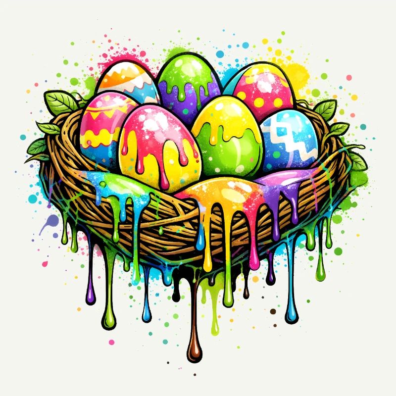 Nid coloré de Pâques dans le style graffiti