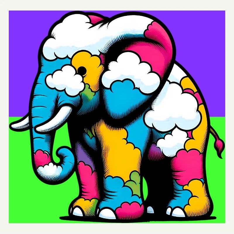 Elephant with Cloud and Clouds