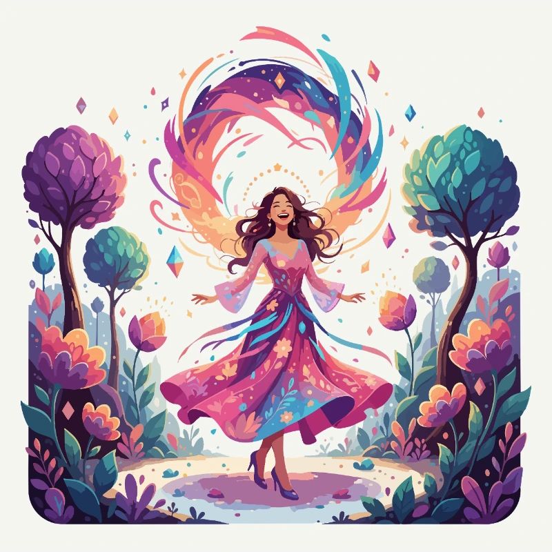 Danse colorée de la princesse dans la danseuse enchantée de la forêt