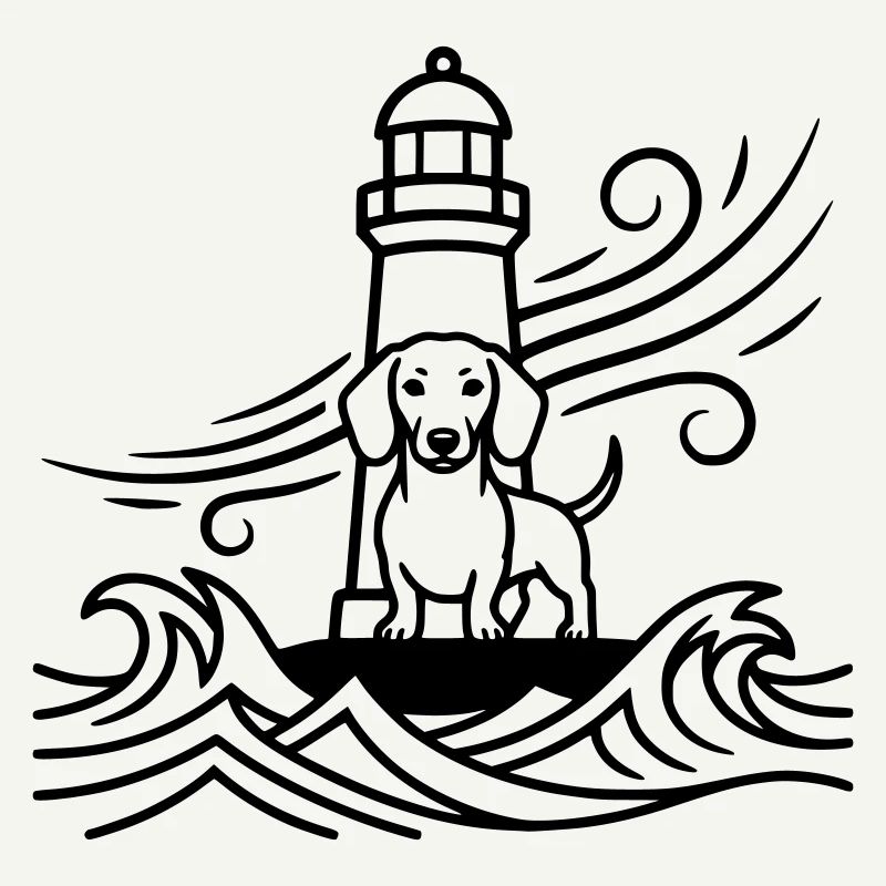 Mer du phare de tempête du teckel