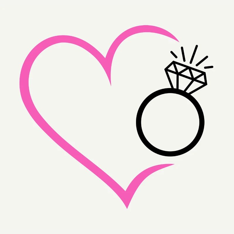 Heart with diamond ring, wedding ring, wedding ring, bride