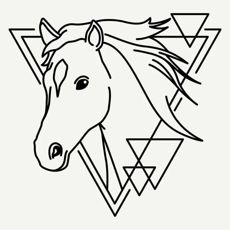 Cheval en forme géométrique - Conception d’art au trait