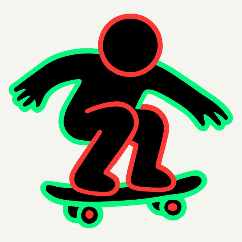 Neon Skateboarder Line Art