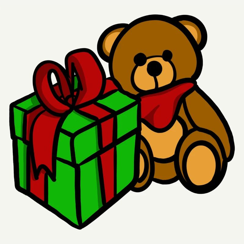 Teddy hat ein Geschenk